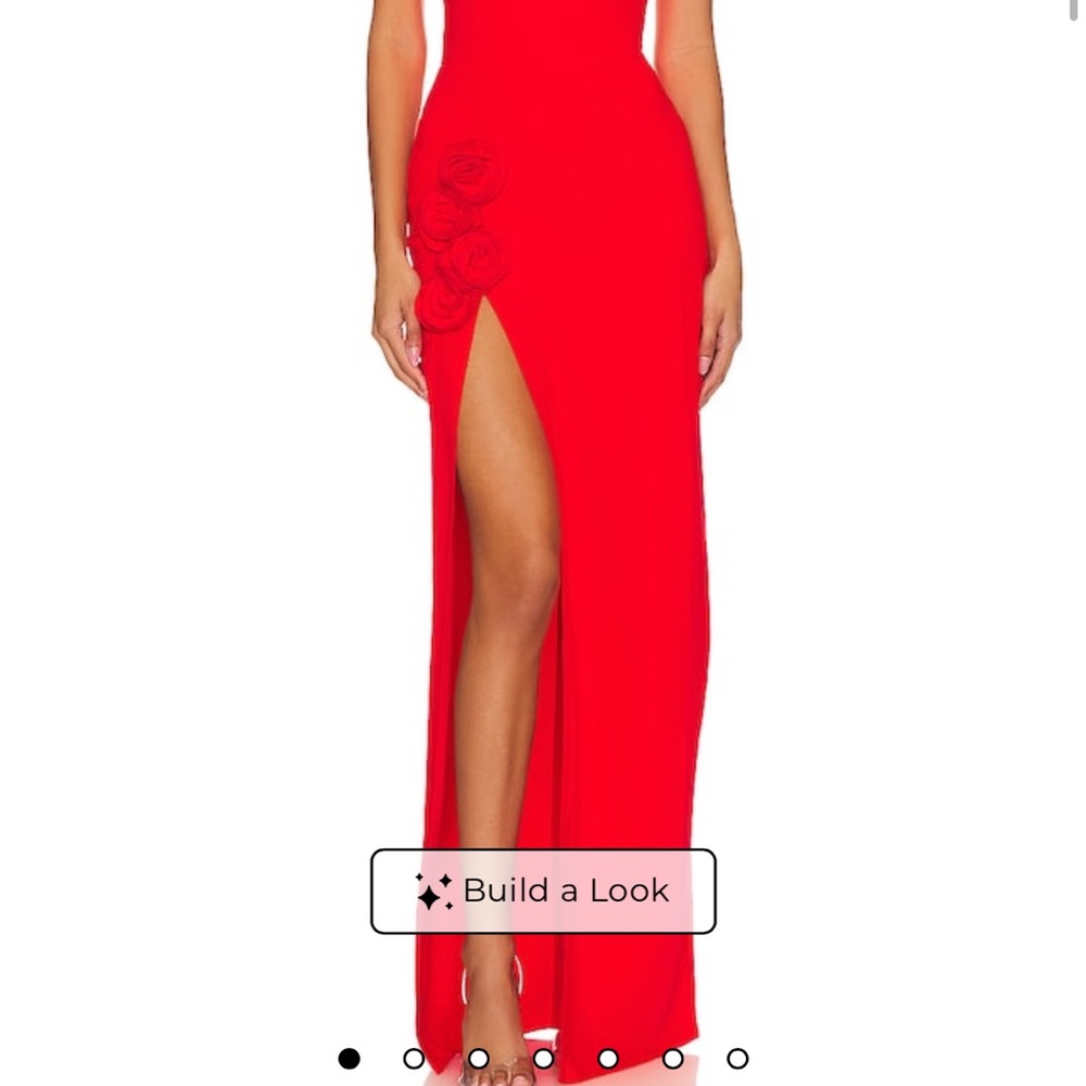 Amanda Uprichard Red Maxi Dress with Floral Detail